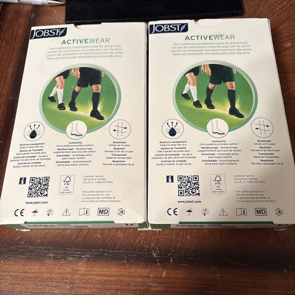 JOBST ACTIVE WEAR COMPRESSION‎ SOCKS 15-20mmHg~WHITE~ SIZE XL~LOT OF 2~NEW - Picture 3 of 7